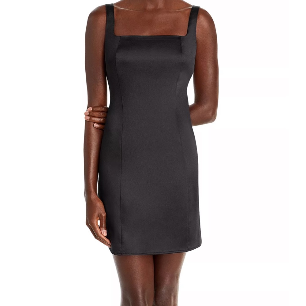 Aqua BLACK Women's Satin Square Neck Mini Dress, size small